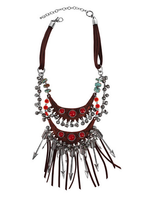 Load image into Gallery viewer, NECKLACE - DOUBLE COLLAR &amp; FRINGE - Lovely Push Boutique
