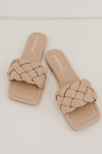 Load image into Gallery viewer, Woven Square Toe Slides - Nude
