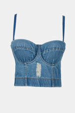 Load image into Gallery viewer, Distressed Denim Bustier
