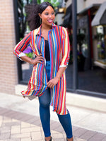 Load image into Gallery viewer, MULTI-COLOR PRINT BUTTON DOWN SHIRT - Lovely Push Boutique
