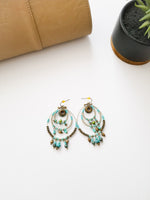 Load image into Gallery viewer, EARRINGS - TURQ BEADED DANGLE - Lovely Push Boutique
