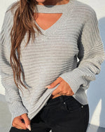Load image into Gallery viewer, Cutout Rib-Knit Sweater
