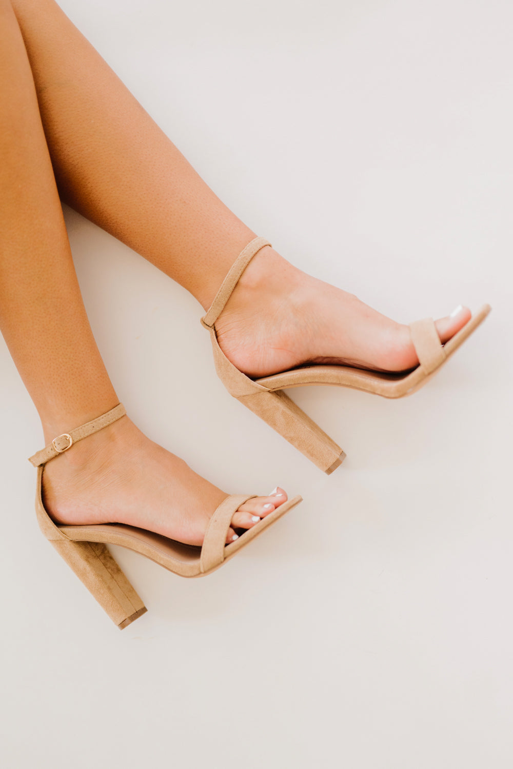 Tall Square Toe Block Heel Sandals - Taupe
