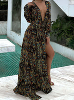 Load image into Gallery viewer, Peacock Print Long Sleeve Dress
