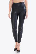 Load image into Gallery viewer, Faux Leather Wide Waistband Leggings - Black
