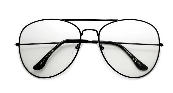 LARGE AVIATOR GLASSES - BLACK - Lovely Push Boutique