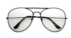 LARGE AVIATOR GLASSES - BLACK - Lovely Push Boutique