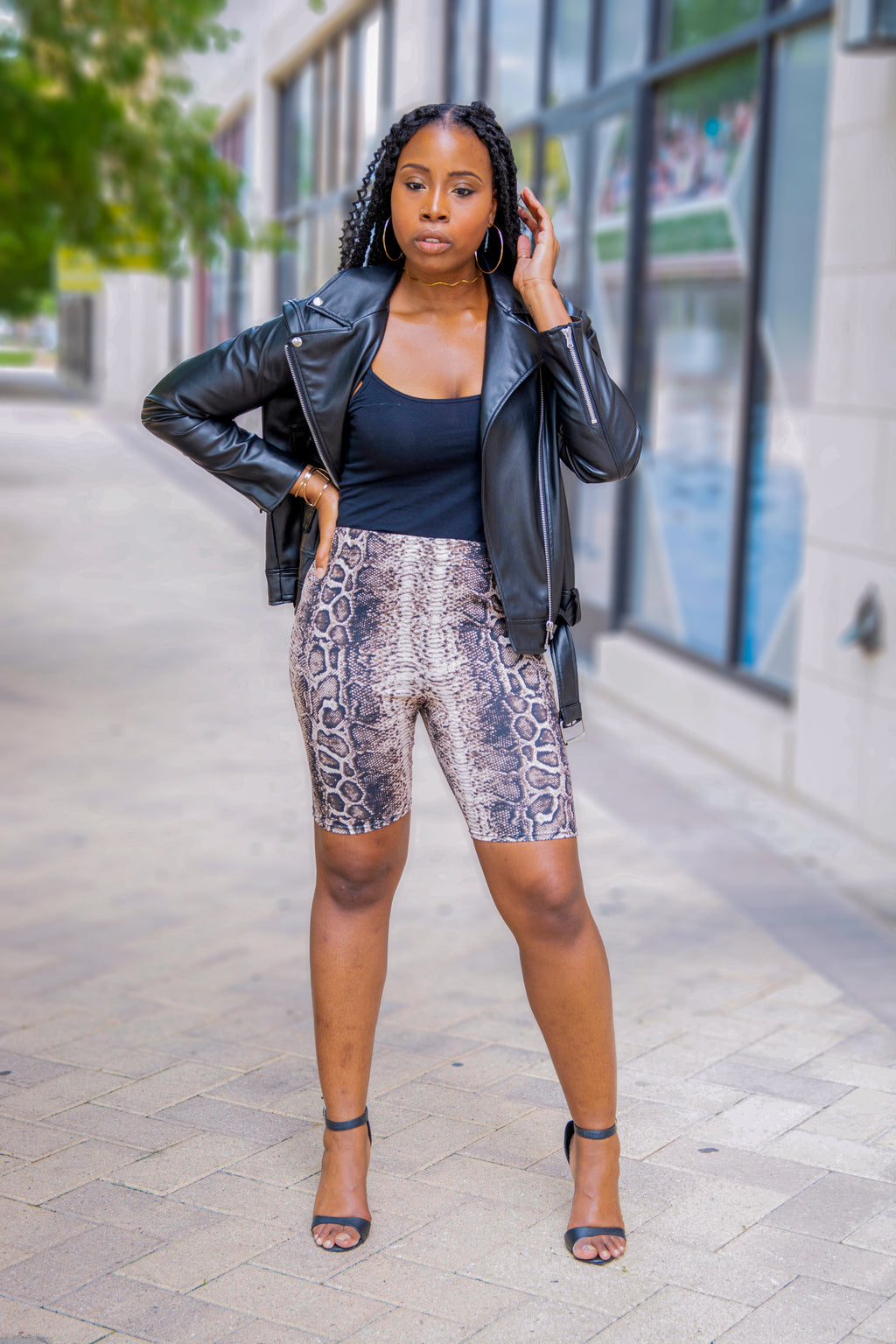 SNAKESKIN BIKER SHORTS - Lovely Push Boutique