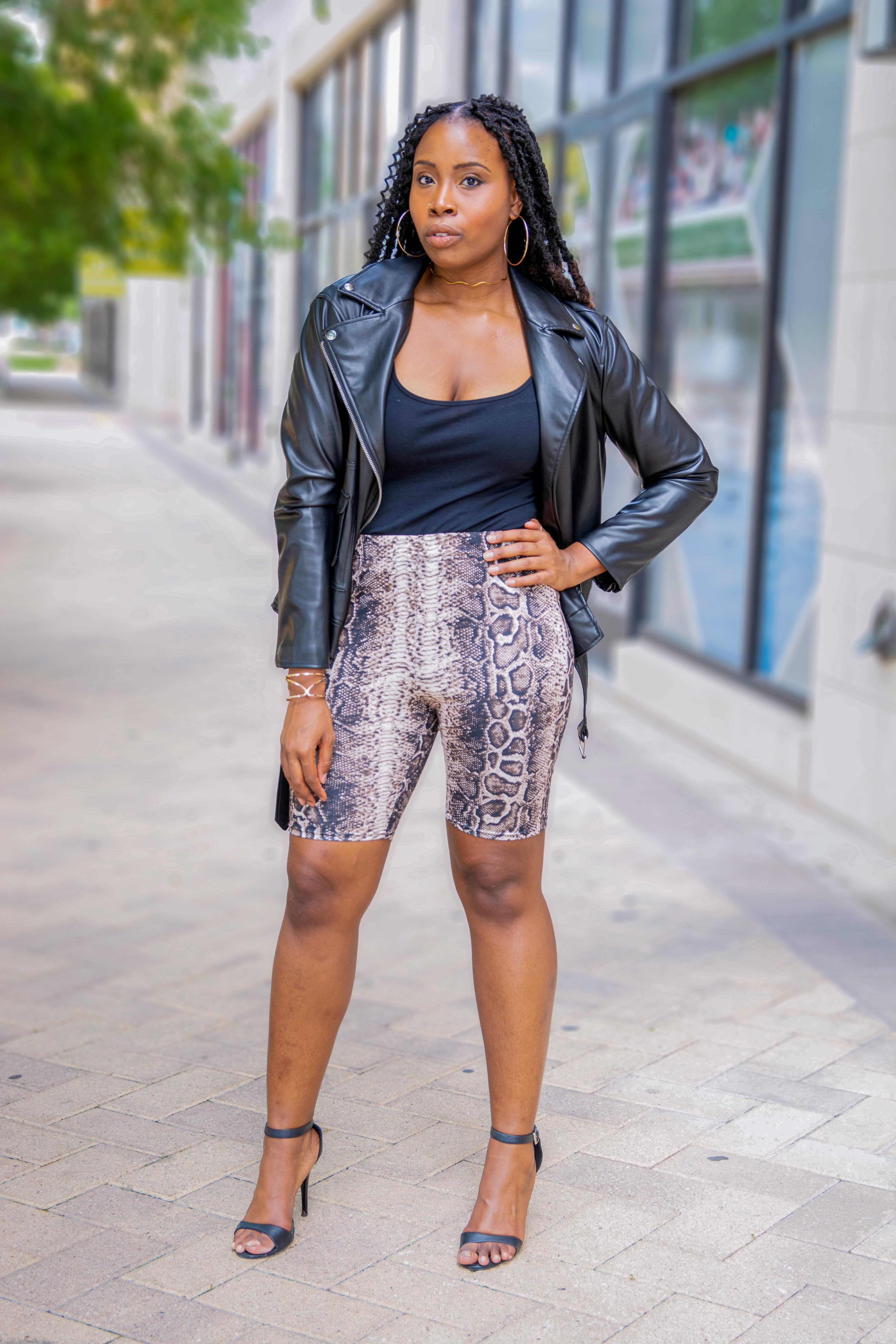 SNAKESKIN BIKER SHORTS - Lovely Push Boutique