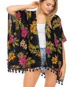Load image into Gallery viewer, FLORAL BOHEMIAN KIMONO - BLACK - Lovely Push Boutique
