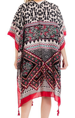 Load image into Gallery viewer, GEO ANIMAL PRINT KIMONO - RED - Lovely Push Boutique
