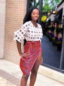 AZTEC PRINT BUTTERFLY SLEEVE TOP - Lovely Push Boutique