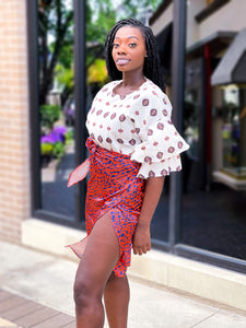 AZTEC PRINT BUTTERFLY SLEEVE TOP - Lovely Push Boutique