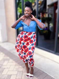 FLORAL PRINT MAXI SKIRT - Lovely Push Boutique