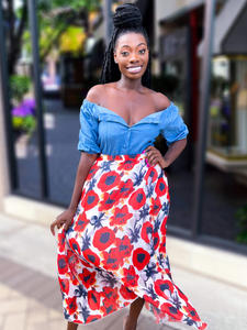 DENIM SQUARE COLLAR TOP - Lovely Push Boutique