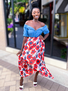 FLORAL PRINT MAXI SKIRT - Lovely Push Boutique