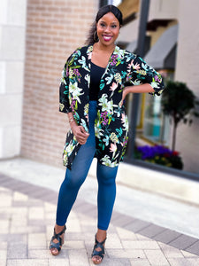 FLORAL BELL SLEEVED KIMONO - Lovely Push Boutique