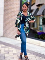 Load image into Gallery viewer, FLORAL BELL SLEEVED KIMONO - Lovely Push Boutique
