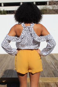 Polka Dot Cold-Shoulder Top