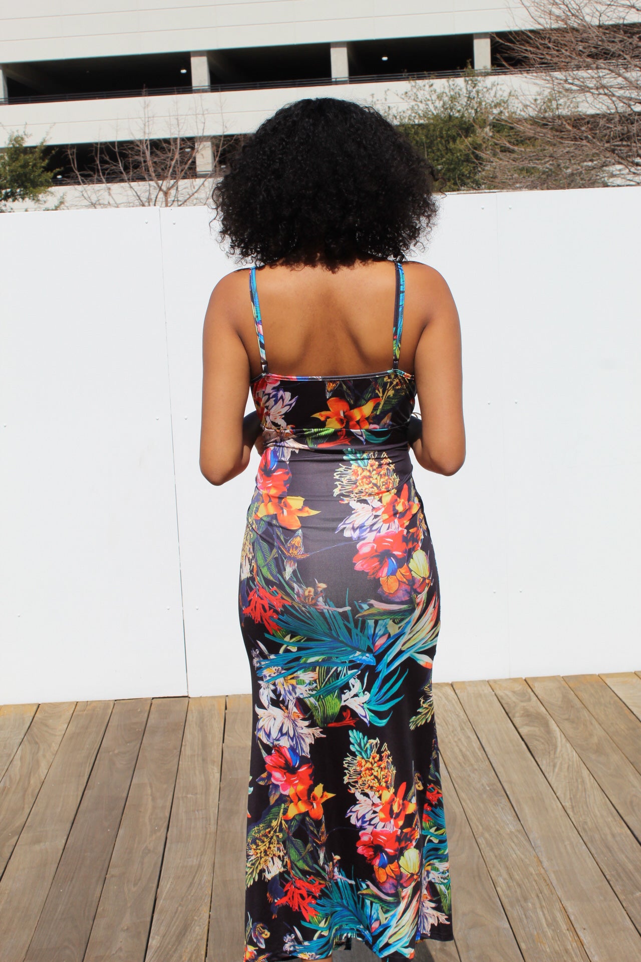 Floral Ruched Maxi Dress