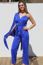 Load image into Gallery viewer, Cape One Sleeve Jumpsuit
