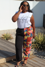Load image into Gallery viewer, Plus Size Geo Print Spliced Joggers

