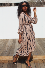 Load image into Gallery viewer, Letter Print Midi Wrap Dress
