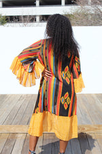 Load image into Gallery viewer, Colorful Print Ruffle Sleeve Kimono
