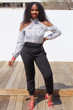 Load image into Gallery viewer, Polka Dot Cold-Shoulder Top
