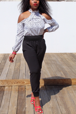 Load image into Gallery viewer, Polka Dot Cold-Shoulder Top
