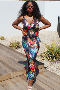 Floral Ruched Maxi Dress