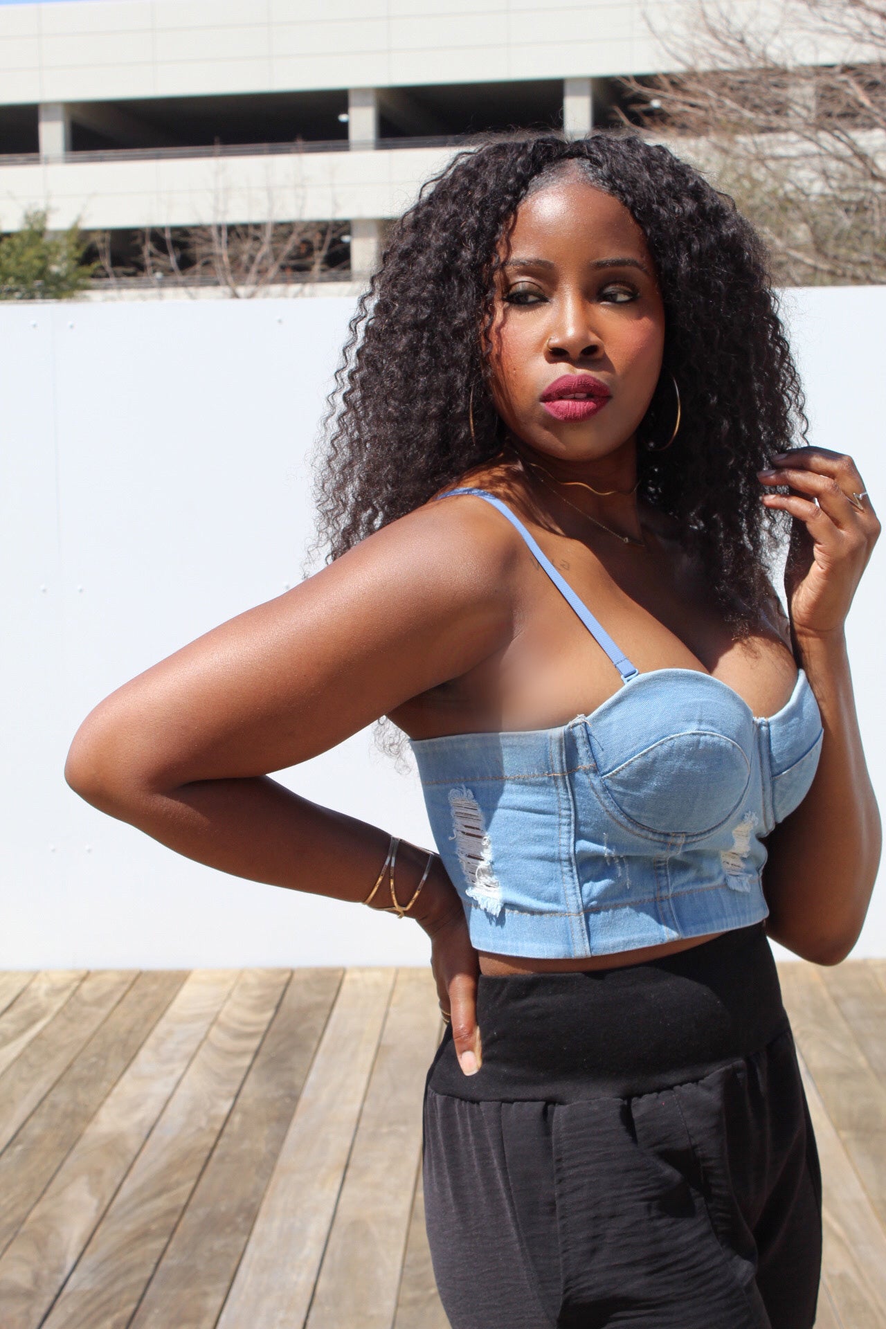 Distressed Denim Bustier