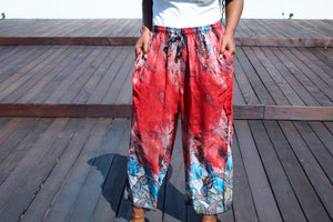 Multi Pattern Palazzo Pants - Red