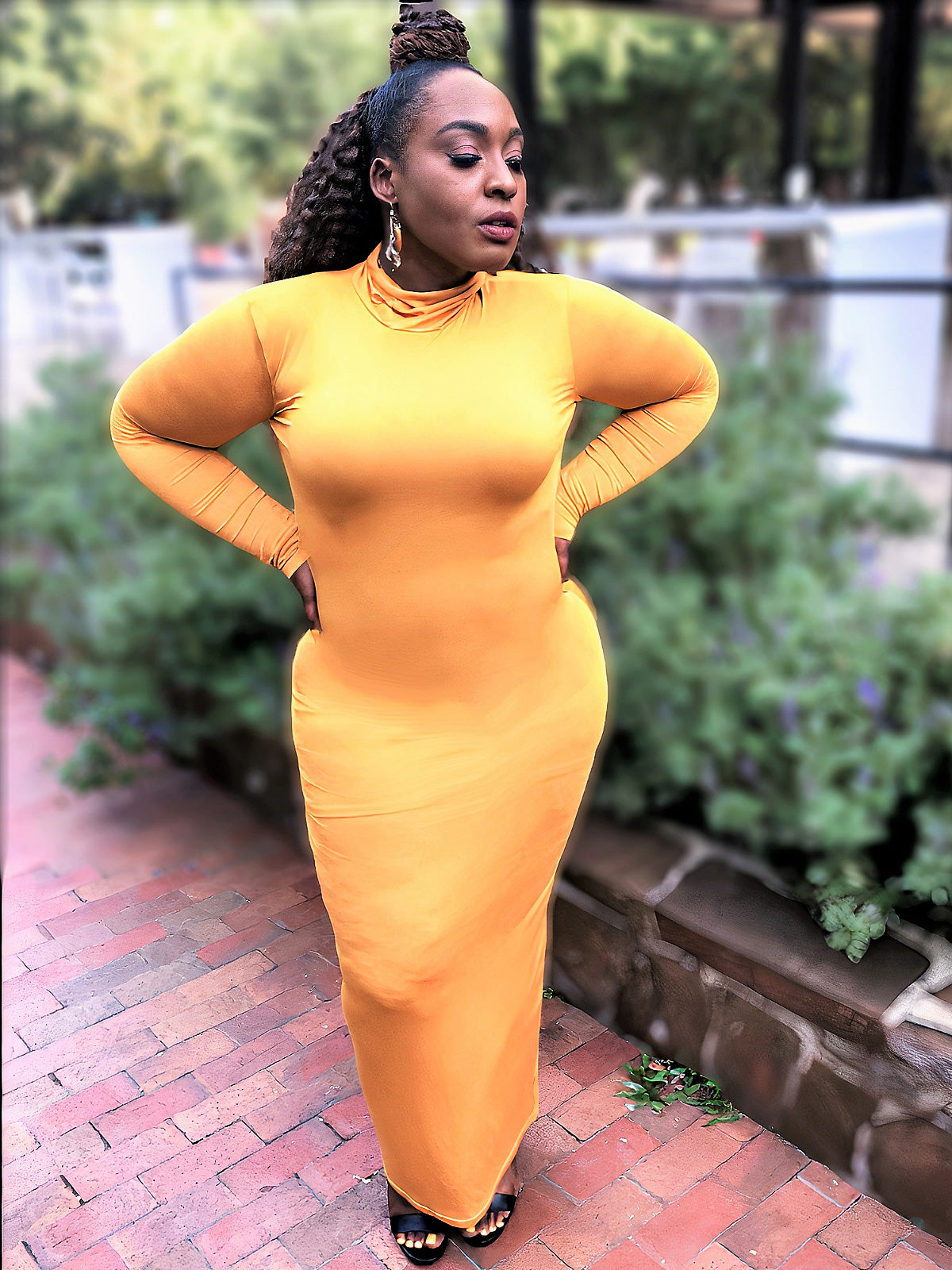 plus size turtleneck bodycon dress Curvy Knit Turtleneck Bodycon Midi Dress