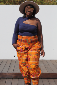 Dashiki Print Harem Pants - Stripe Pattern