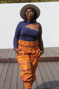 Dashiki Print Harem Pants - Stripe Pattern