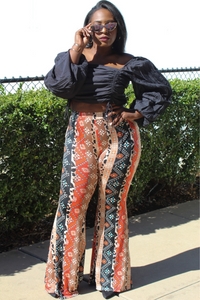 Plus Size Aztec Print Bell Bottoms