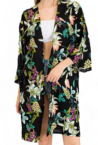 FLORAL BELL SLEEVED KIMONO - Lovely Push Boutique