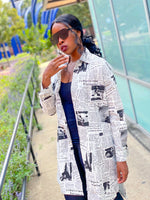Load image into Gallery viewer, NEWSPAPER OVERSIZE LONG SHIRT - Lovely Push Boutique
