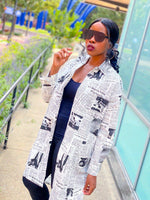 Load image into Gallery viewer, NEWSPAPER OVERSIZE LONG SHIRT - Lovely Push Boutique
