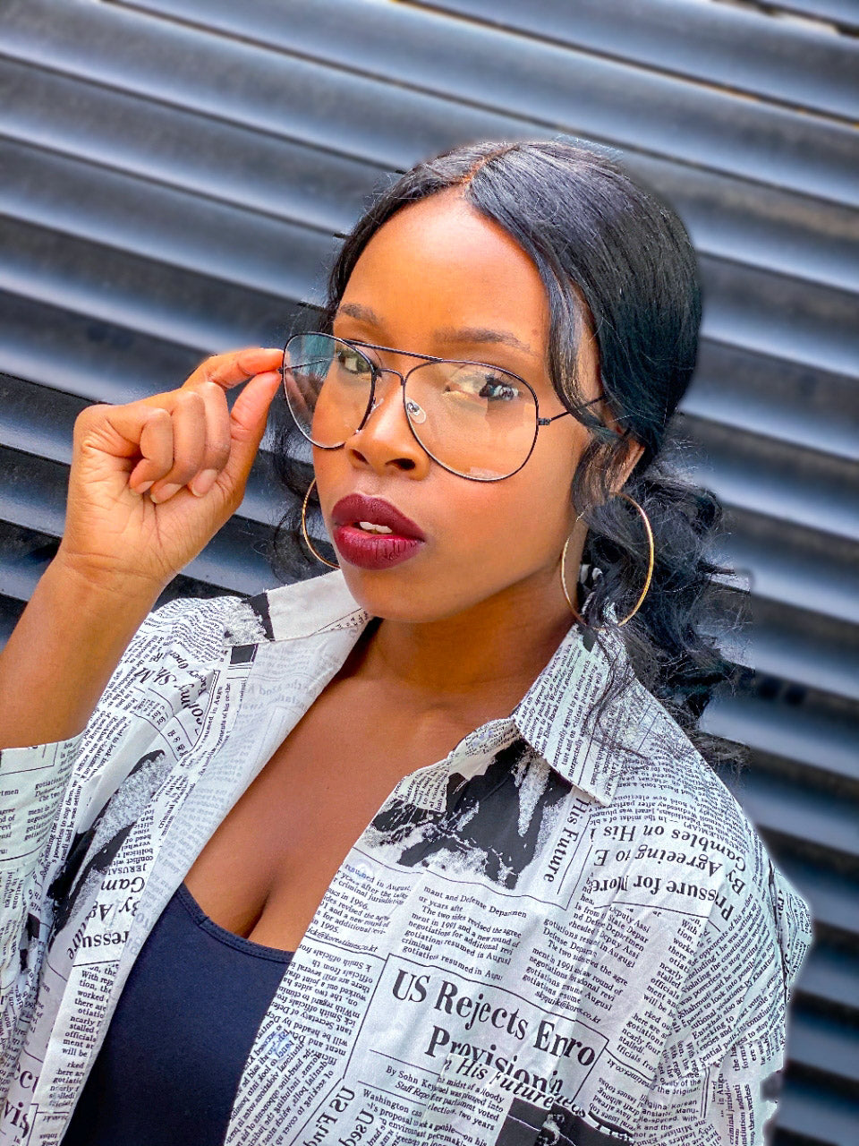 LARGE AVIATOR GLASSES - BLACK - Lovely Push Boutique
