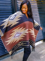 Load image into Gallery viewer, AZTEC PRINT PULLOVER SHAWL - Lovely Push Boutique
