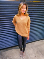 Load image into Gallery viewer, TWIST BACK/FRONT SWEATER - CAMEL - Lovely Push Boutique
