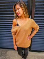 Load image into Gallery viewer, TWIST BACK/FRONT SWEATER - CAMEL - Lovely Push Boutique
