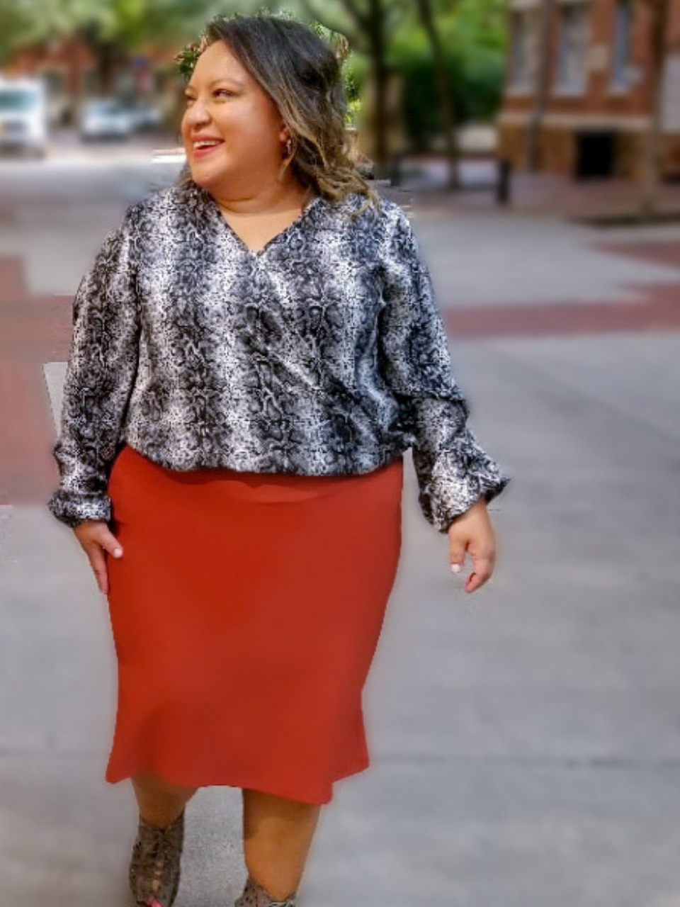 PLUS SIZE SNAKESKIN BLOUSE - Lovely Push Boutique
