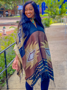 AZTEC PRINT PULLOVER SHAWL - Lovely Push Boutique