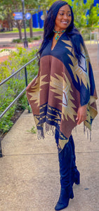 AZTEC PRINT PULLOVER SHAWL - Lovely Push Boutique