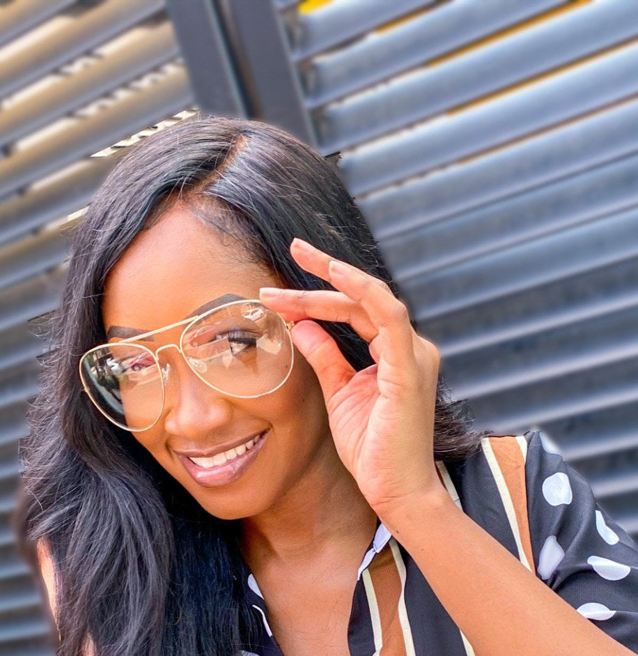 LARGE AVIATOR GLASSES - GOLD - Lovely Push Boutique