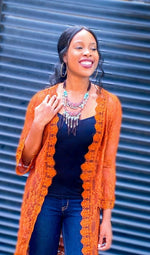 Load image into Gallery viewer, NECKLACE - DOUBLE COLLAR &amp; FRINGE - Lovely Push Boutique
