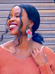 EARRINGS - MULTI COLOR AFRICAN SHAPE - Lovely Push Boutique